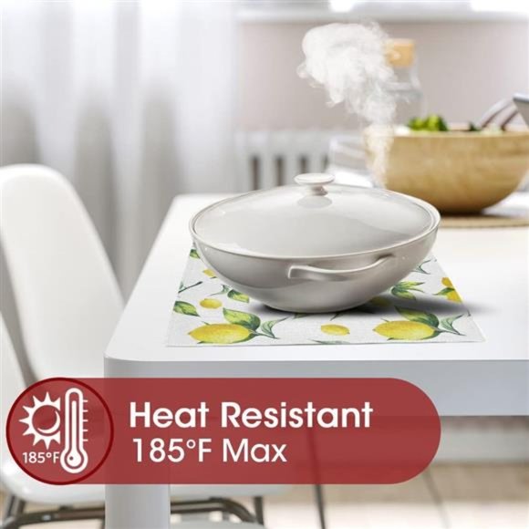 Set of 4 Placemats for Dining Table - Lemonade - 18 x 12 inch - Picture 4 of 7